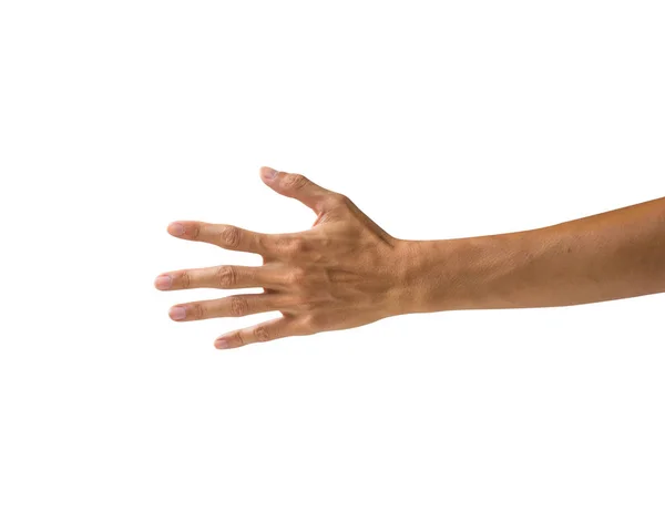 白い背景に分離されたパス手ジェスチャーをクリッピングします 作る数 の記号またはシンボルのジェスチャーを手します 背中の手のしぐさ — ストック写真