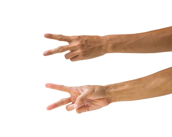 Clipping Path Hand Gestures Isolated White Background Hand Making Number — Stock Photo, Image