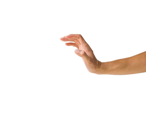 Człowiek Ręką Gest Białym Tle Wyświetlone Stop Gest Lub Pazur — Zdjęcie stockowe