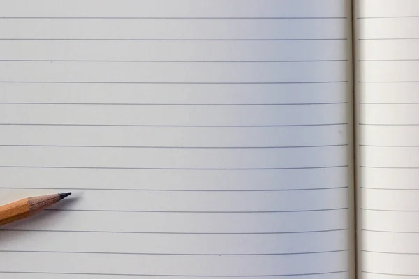 Lápis Close Livro Com Páginas Branco Regras Para Escrever Notas — Fotografia de Stock