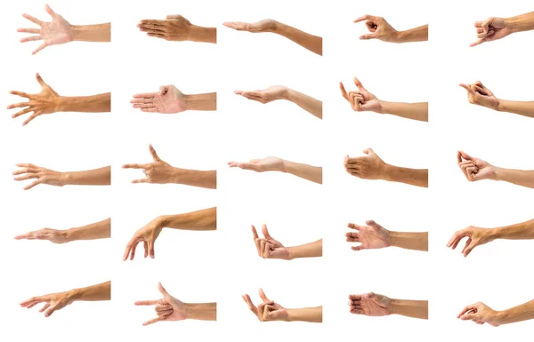 Sammlung Der Handbewegung Des Mannes Isoliert Auf Weißem Hintergrund Handbewegungen — Stockfoto