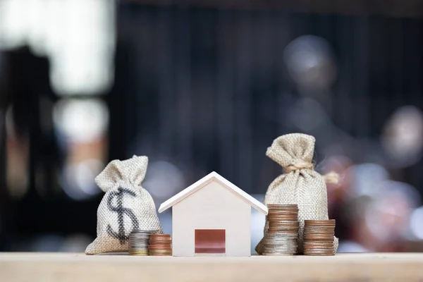 Empréstimo Casa Hipotecas Dívida Dinheiro Poupança Para Conceito Compra Casa — Fotografia de Stock