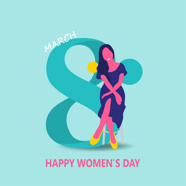 Illustration Créative Carte Invitation Happy Women Day Concepts Femme Plate — Image vectorielle