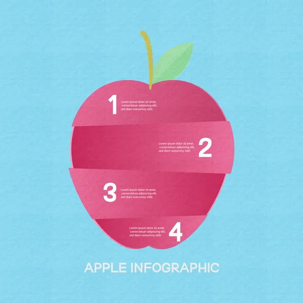 Creative business infographic design pieces of red apple on blue - Stok Vektor