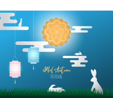 Yaratıcı illüstrasyon mutlu orta Sonbahar Festivali Çin.