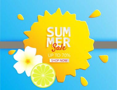 Limon ve Plumeria ile yaratıcı illüstrasyon yaz satış Banner