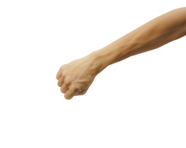 Beyaz artalan üzerinde izole adam el veya yumruk ve yumruk kapalı