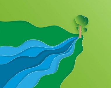 Yaratıcı illüstrasyon ekoloji ve çevre koruma conce