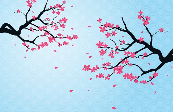 Fundo Flor Cerejeira Com Estilo Padrão Japonês —  Vetores de Stock