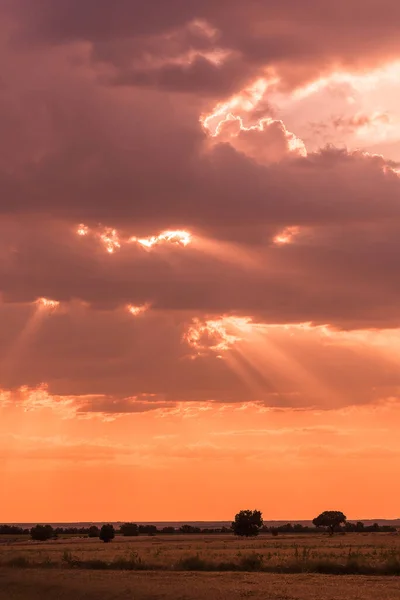 Yazın bulutlar ve güneş ışığı 