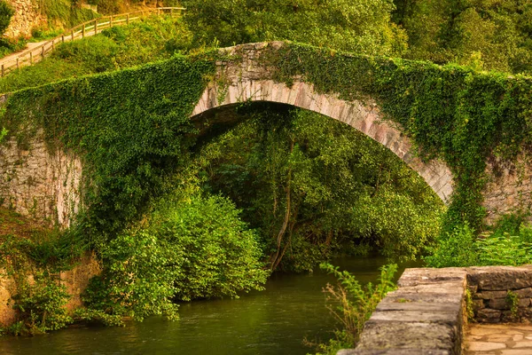 İspanya 'daki eski antik köprü.