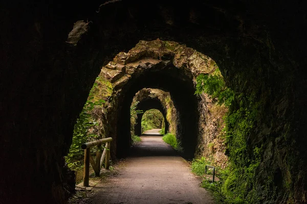 Tunnel Väg Naturen Asturias Spain Stockbild
