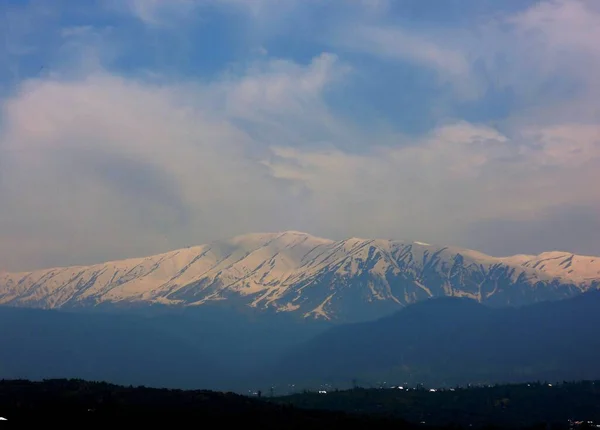 Une Vue Paysage Montagne Neige Coucher Soleil — Photo