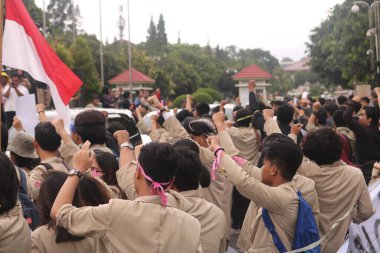 09 Mart 2020, Sleman, Endonezya: Gejayan Çağrı Hareketi (Endonezyaca: Gejayan Memanggil) Yogyakarta 'daki çeşitli kampüslerden öğrenciler tarafından organize edildi..