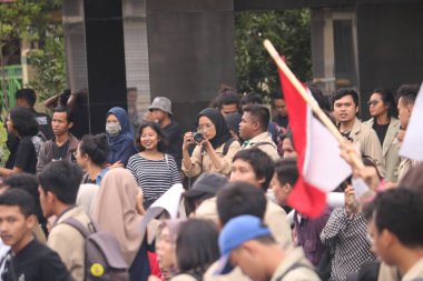 09 Mart 2020, Sleman, Endonezya: Gejayan Çağrı Hareketi (Endonezyaca: Gejayan Memanggil) Yogyakarta 'daki çeşitli kampüslerden öğrenciler tarafından organize edildi..