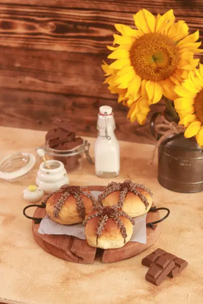 Läcker Chokladkaka Bordet — Stockfoto