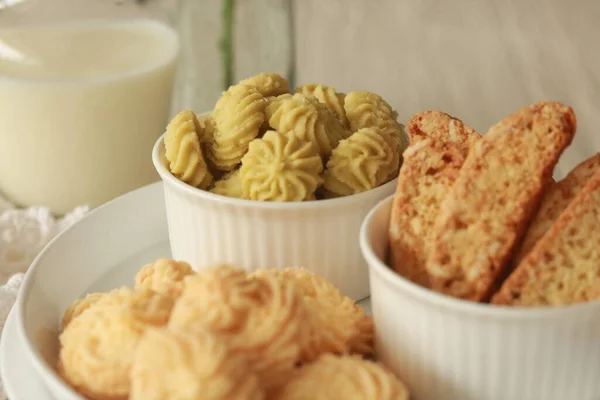 stock image Assorted nice biscuits on the table.