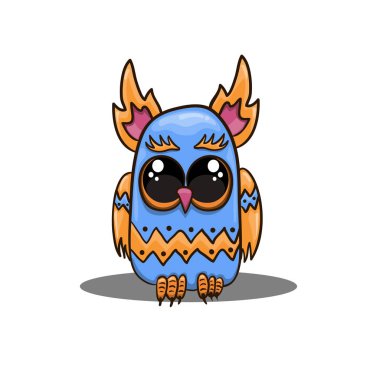 Sevimli vektör baykuş karikatür tarzı. Sevimli vektör baykuş karikatür tarzı. Fantastik hayvan illüstrasyon