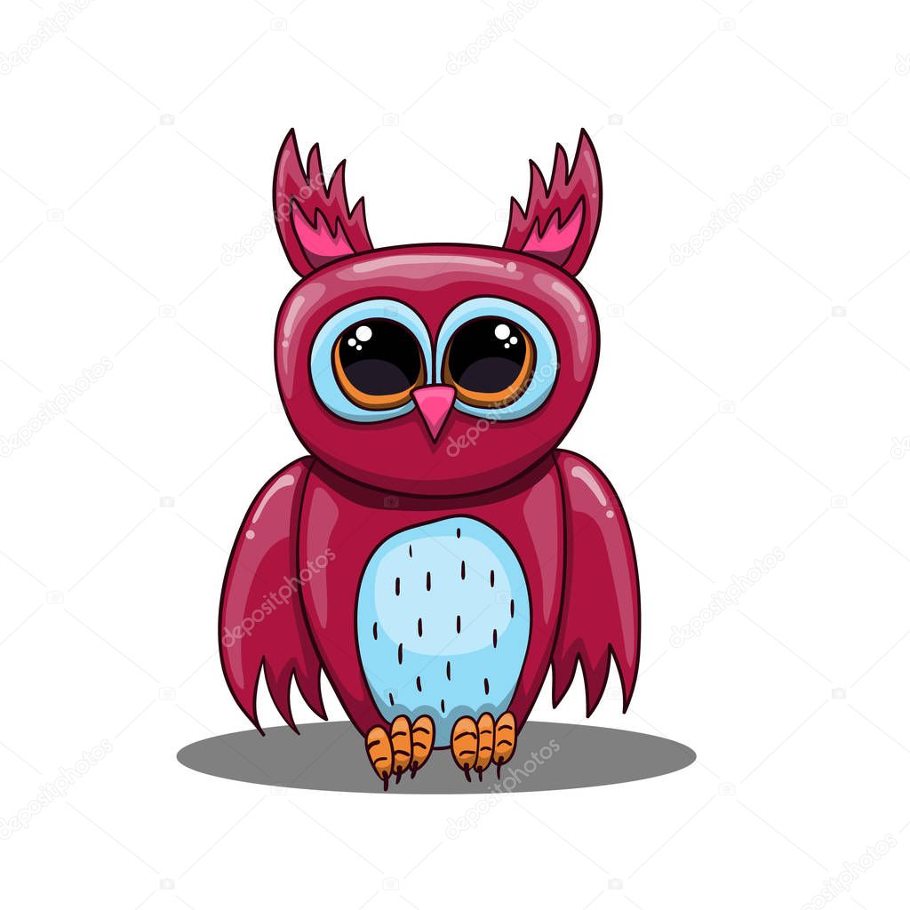 Cute vector fantastic owl in cartoon style.