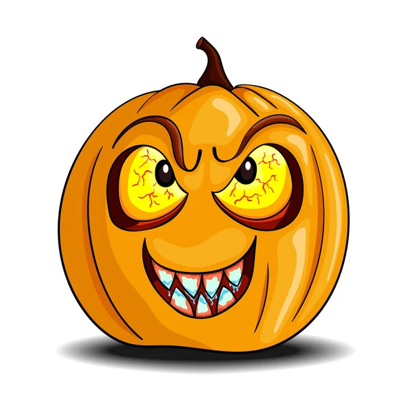 Vector de dibujos animados calabaza de Halloween con dientes sangrientos — Archivo Imágenes Vectoriales