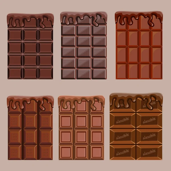 Uppsättning av begäret läckra choklad i en tecknad stil — Stock vektor
