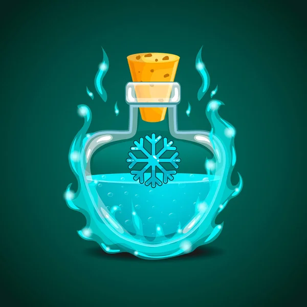Elixir láhev s vločka v magii kouře — Stockový vektor