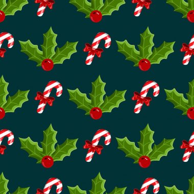 ökseotu ve Noel şeker ile sorunsuz desen