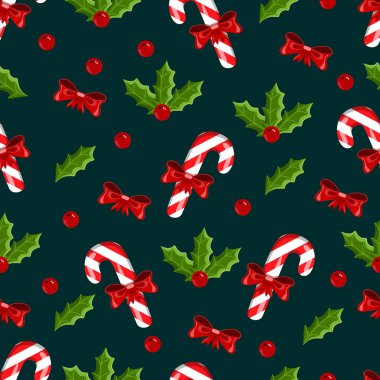 ökseotu ve Noel şeker ile sorunsuz desen