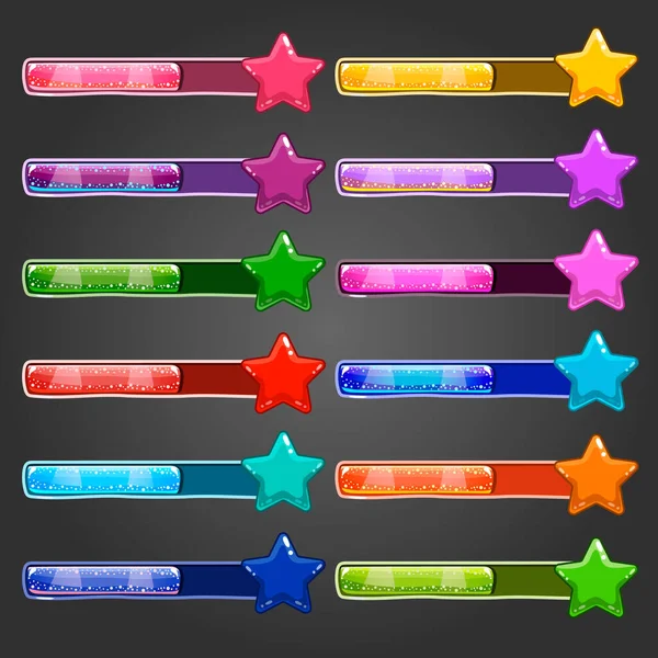 Grote set game resource bar met cartoon sterren — Stockvector