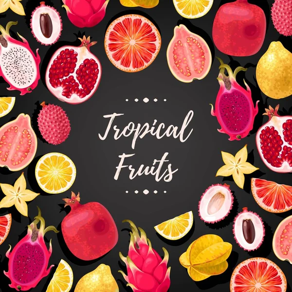 Cartão vetorial com frutas tropicais — Vetor de Stock