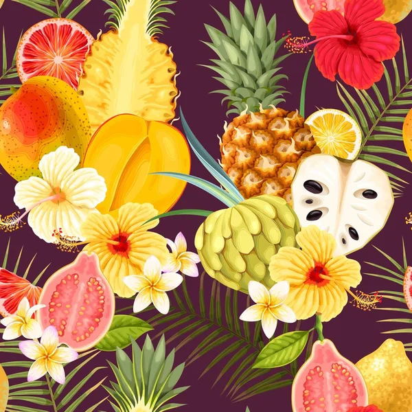 Patrón sin costuras con frutas tropicales — Archivo Imágenes Vectoriales
