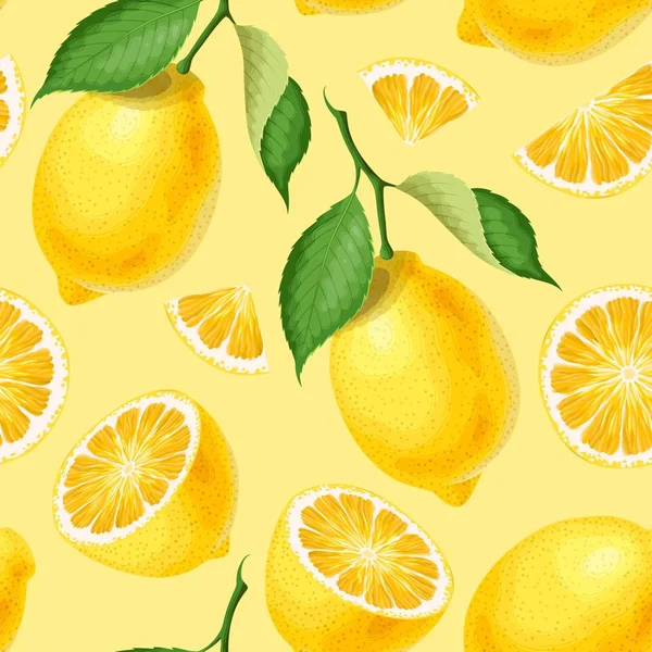 Seamless pattern with lemons — Stock Vector