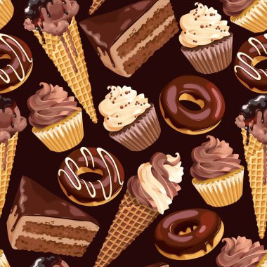 Çikolatalı tatlılar seamless modeli