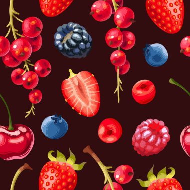 Vektör seamless modeli lezzetli olgun çilek
