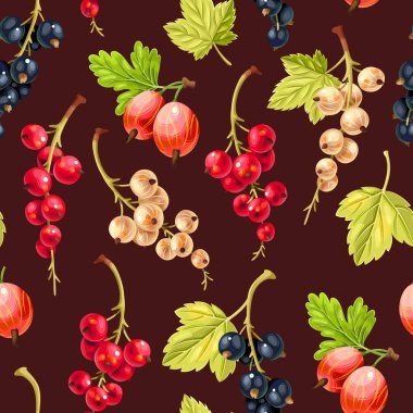 Dikişsiz desen beyaz ve kırmızı Frenk üzümü çilek