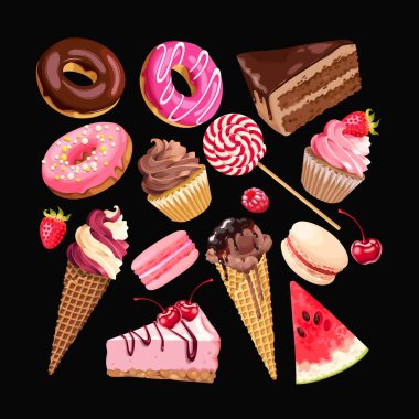 Lezzetli meyve tatlılar ve tatlılar