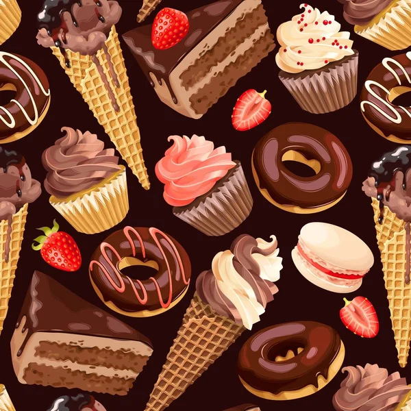Chocolat bonbons motif sans couture — Image vectorielle