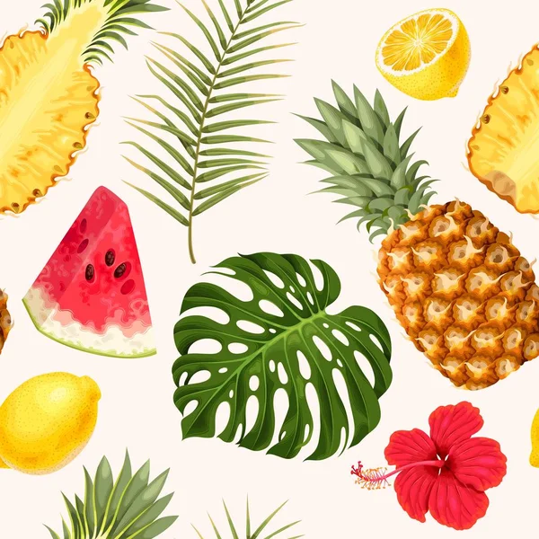 Ananas et pastèque sans couture — Image vectorielle