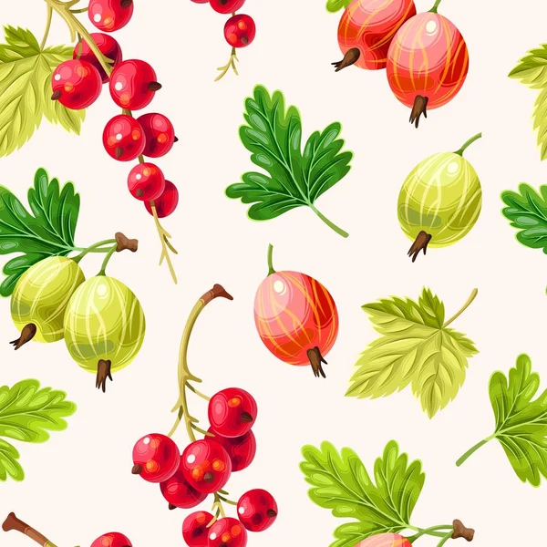 Бесшовные гусиные ягоды и смородина — стоковый вектор