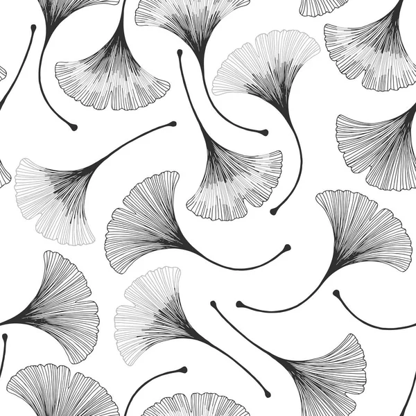 Motif floral sans couture avec des feuilles de ginkgo biloba — Image vectorielle