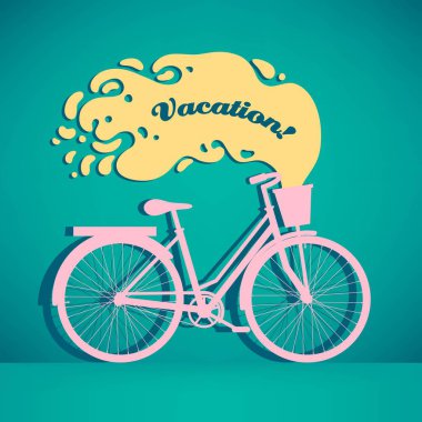Sepetli renkli retro bisiklet İllüstrasyonu