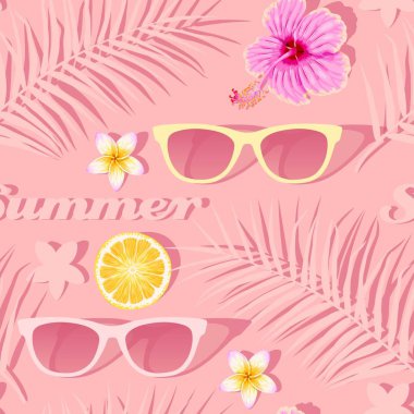 Çiçekler ve egzotik meyve vektör dikişsiz desen