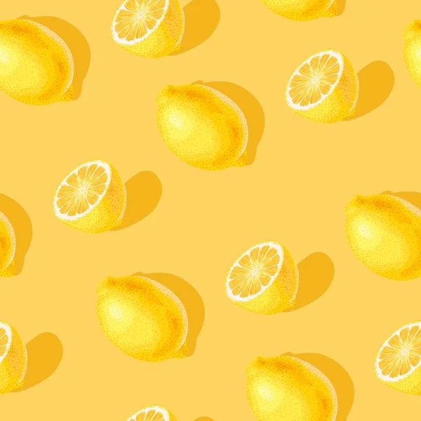 Бесшовный рисунок с лимонными ломтиками и целым — стоковый вектор