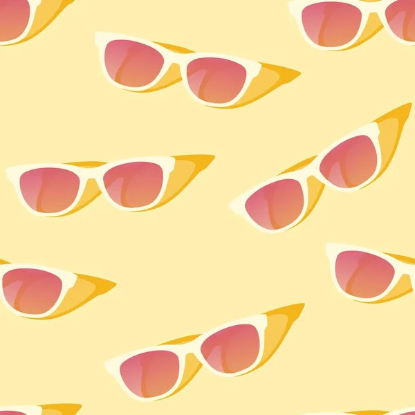 Vector seamless pattern with yellow sun glasses — Stock Vector