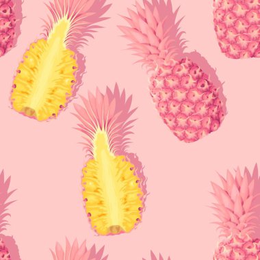 Yüksek detay pembe ananas ile dikişsiz desen