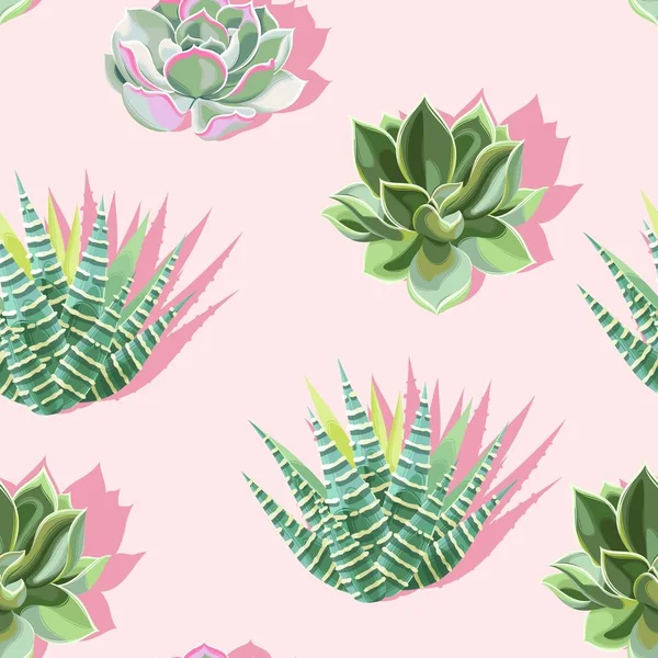 Nahtloses Muster mit saftigen Blüten auf rosa Hintergrund — Stockvektor