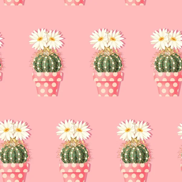 Cactus con flores rosadas sobre el fondo claro — Vector de stock