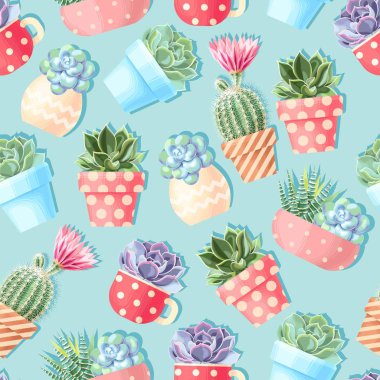 Yüksek detay sulu ve kaktüs dikişsiz desen