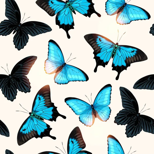 Patrón vectorial con mariposa viva y detallada — Archivo Imágenes Vectoriales