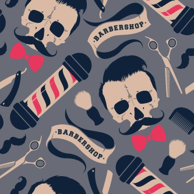 Berber dükkanı malzemeleriyle kusursuz vektör deseni